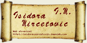 Isidora Mirčetović vizit kartica